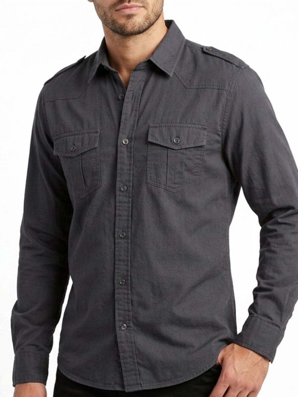 American Rag Cie Gray Button-Up Shirt Men Size S